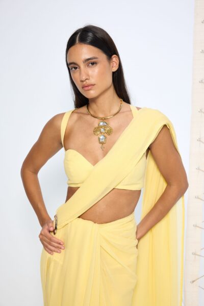 Lemon Yellow Saree