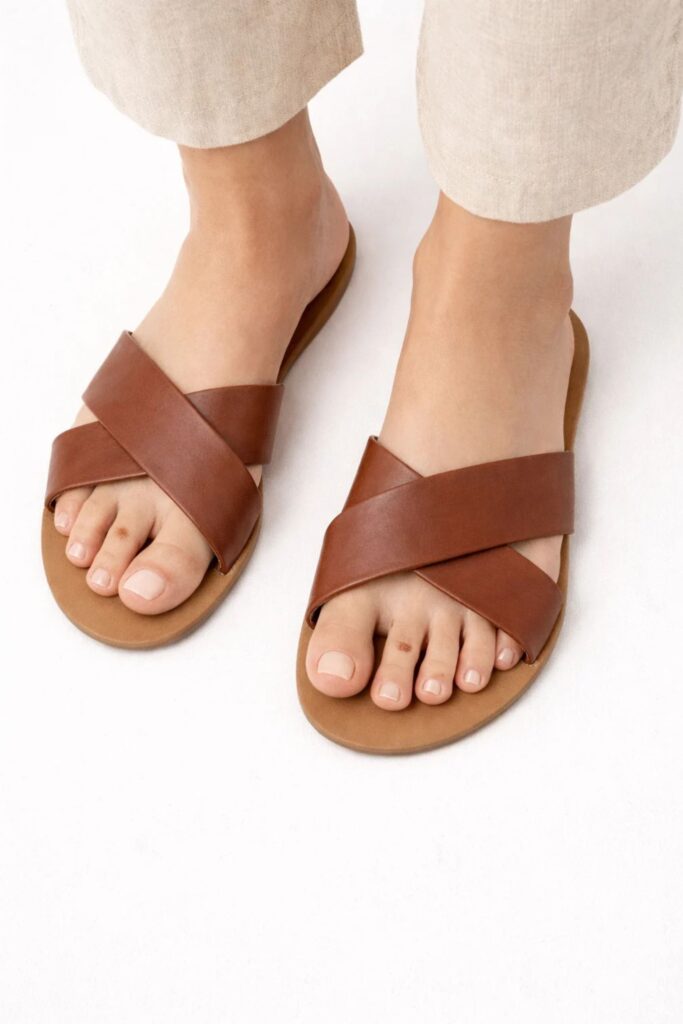 Lev Cross Slider Coffee Brown