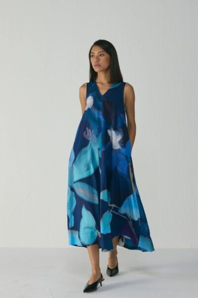 Blue Lagoon V Neck Dress