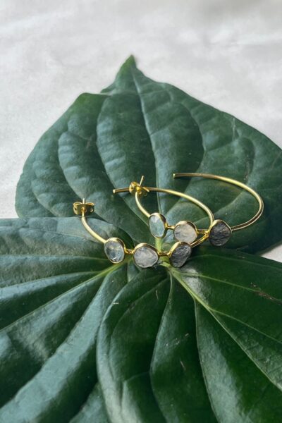 Black Rutile Quartz Hoops