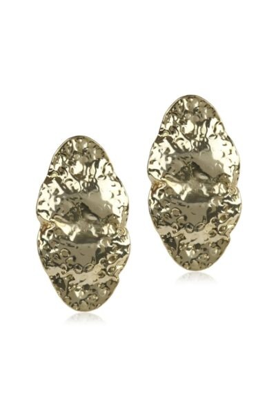 Beaten Oval Earring Gold