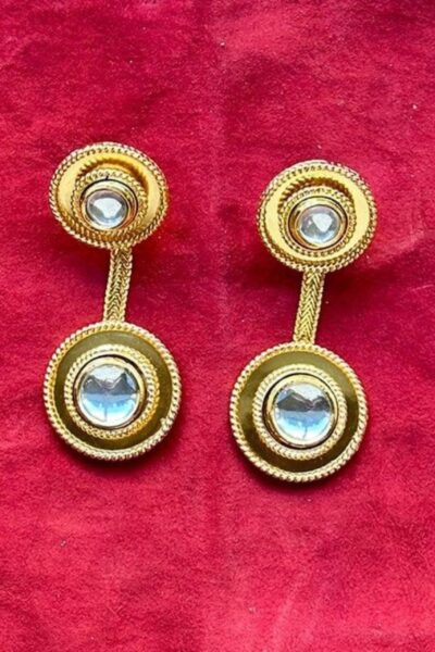 Polki 2 Dot Studs Gold