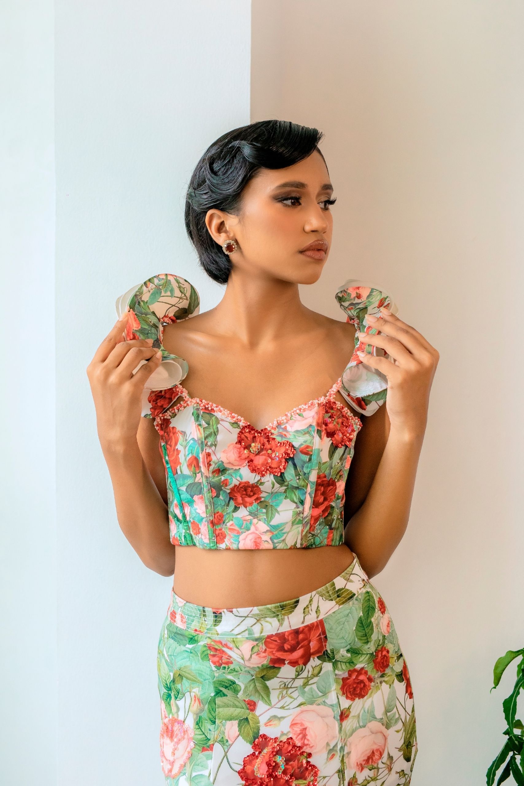 Red Rose Ruffle Top