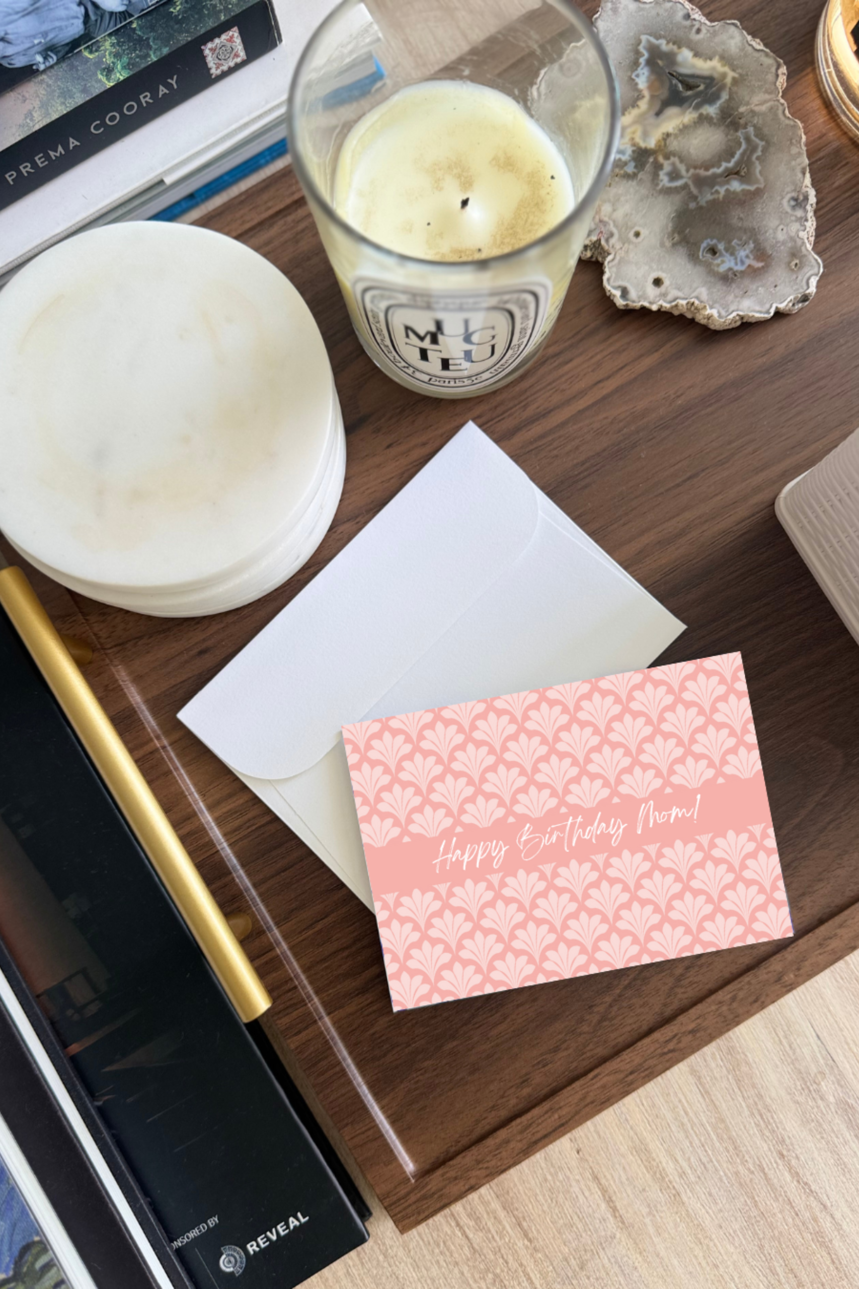 Happy Birthday Mom Peach Greeting Card
