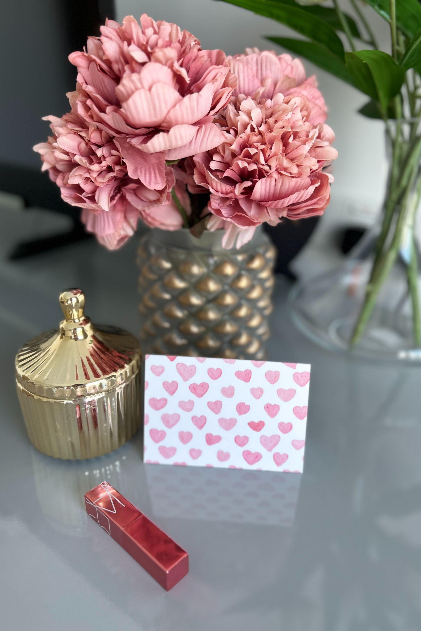 All Over Hearts Pink Greeting Card - Image 2