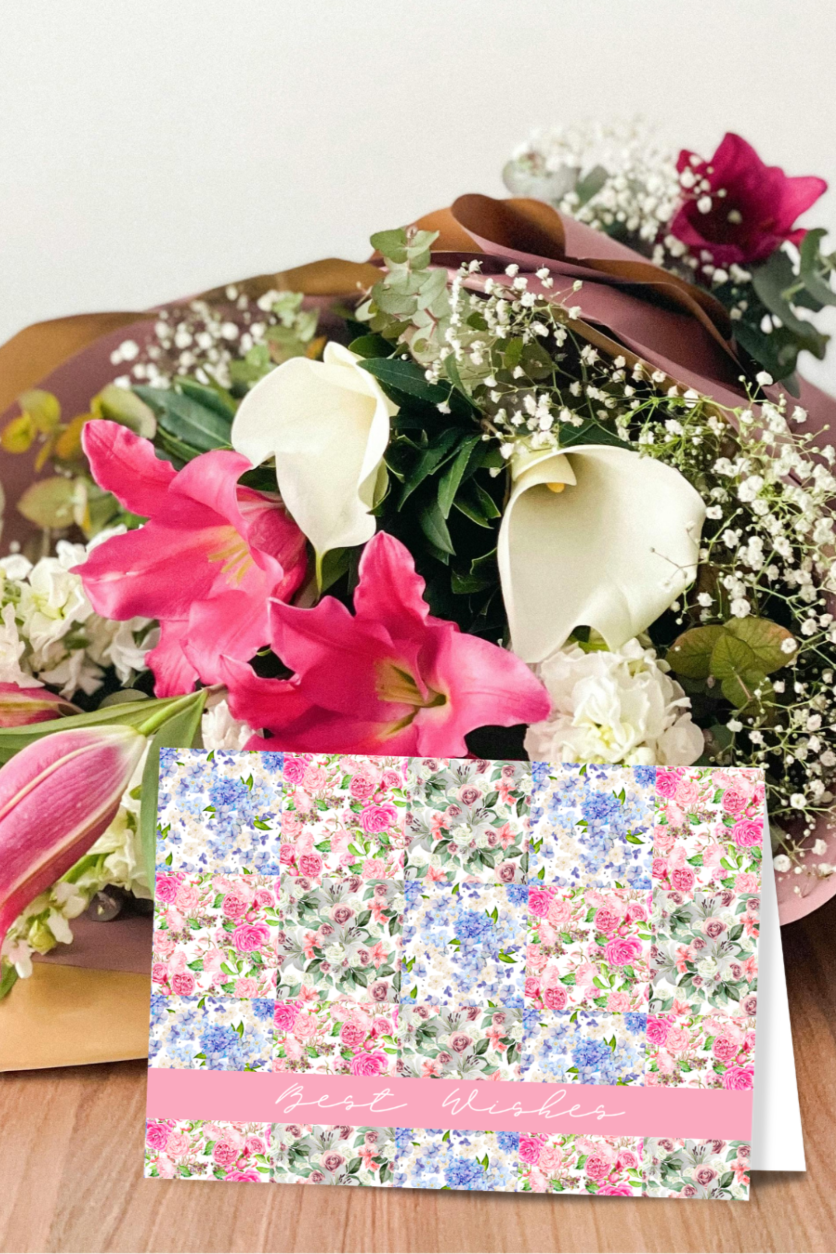 Best Wishes Multi Floral Greeting Card