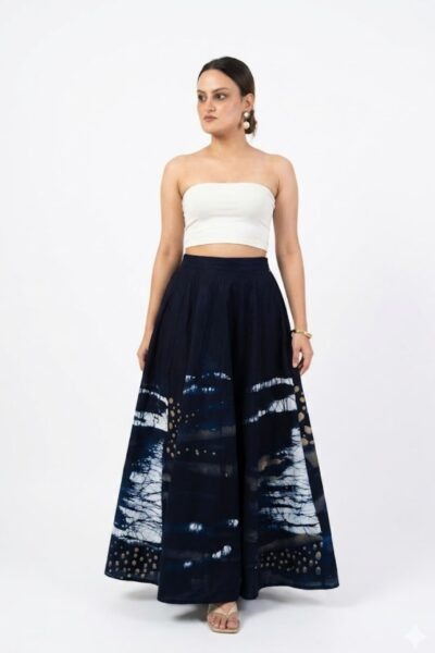 Wrap Maxi Skirt-Blue