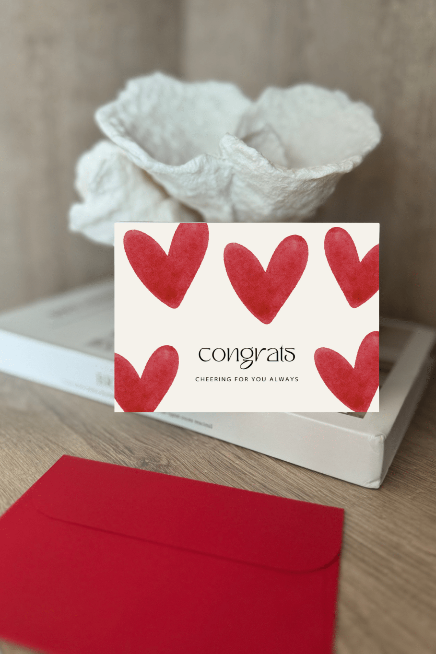 Congrats Red Hearts Greeting Card
