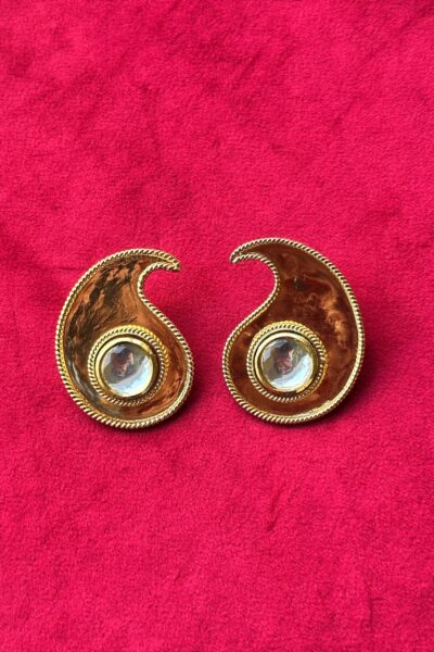 Polki Paisley Earrings Gold