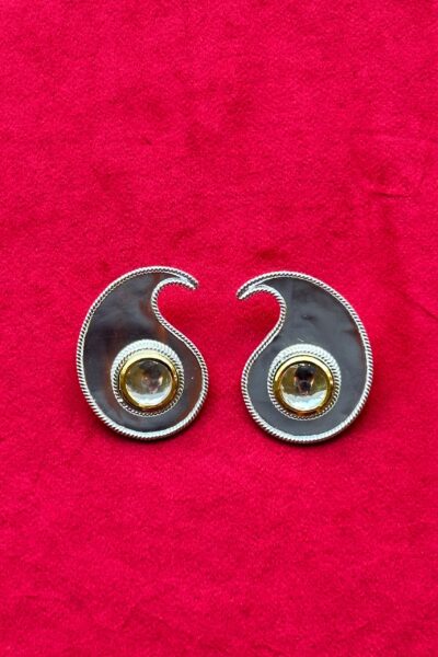 Polki Paisley Earrings Silver
