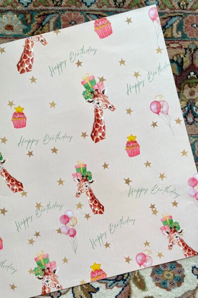 Happy Birthday Giraffe Wrapping Paper