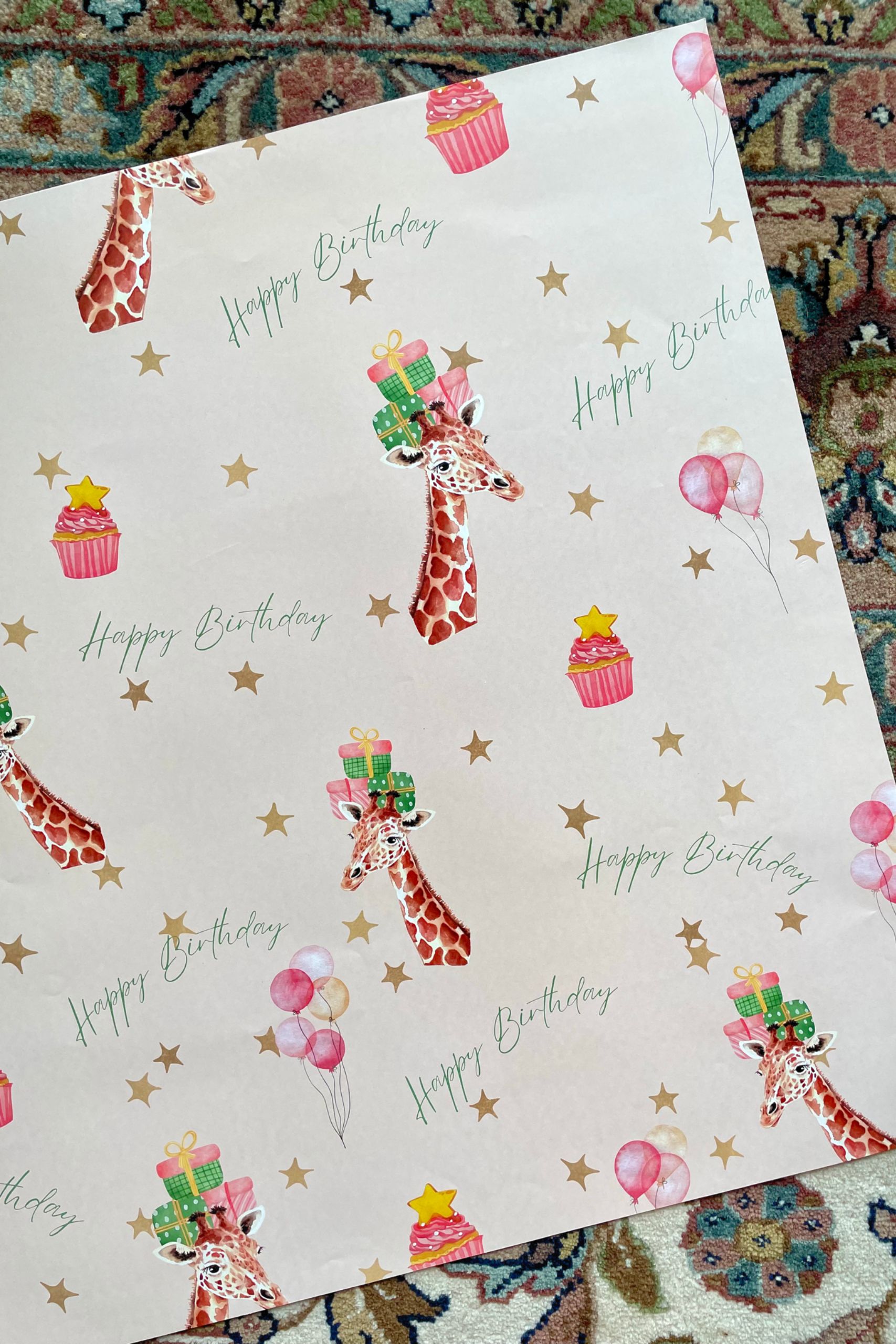 Happy Birthday Giraffe Wrapping Paper
