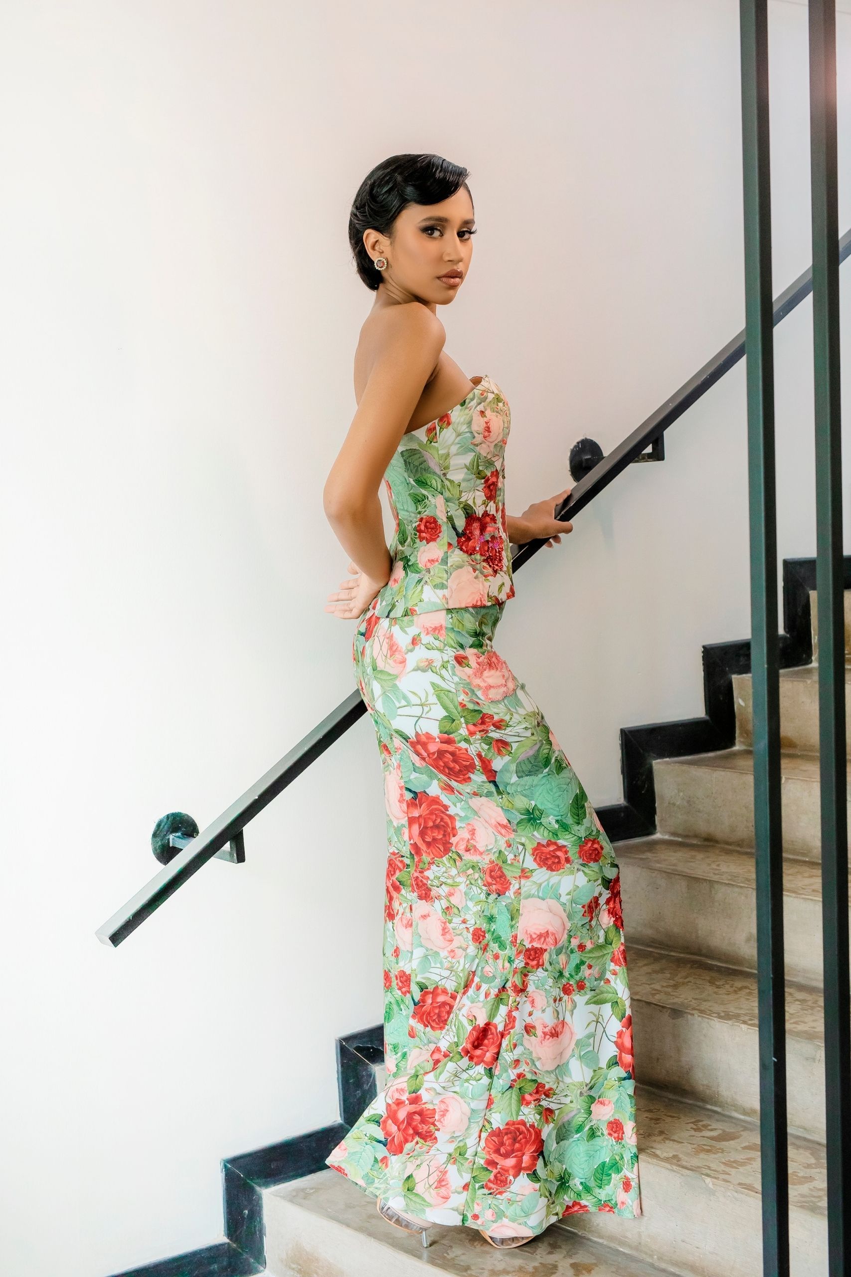 Red Floral Jersey Skirt - Image 2