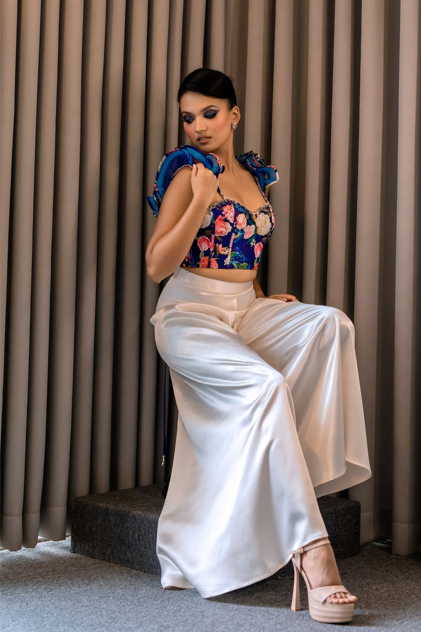 Blue Rose Ruffle Top - Image 3