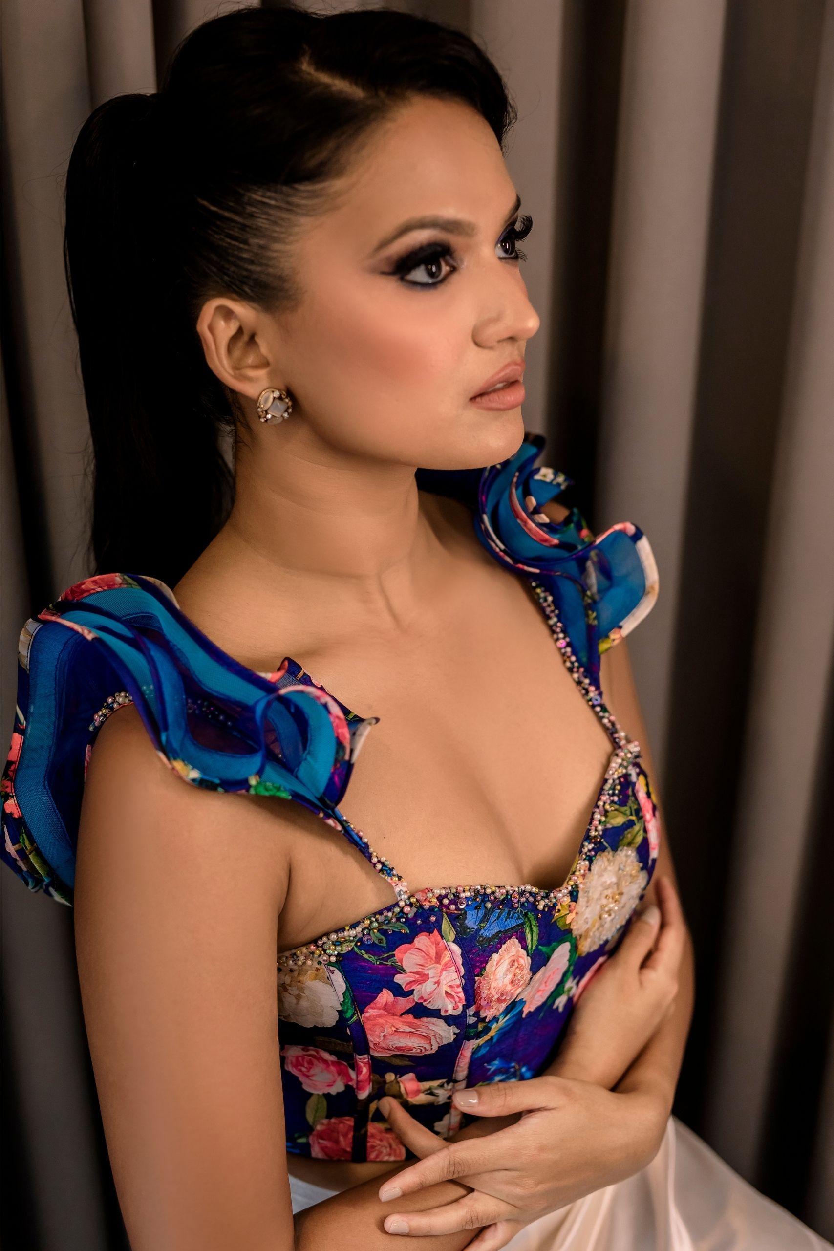 Blue Rose Ruffle Top - Image 2