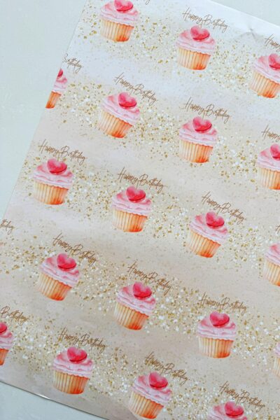 Happy Birthday Cupcakes Wrapping Paper