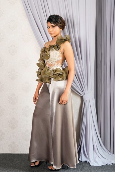 Mud Green Flared Trouser