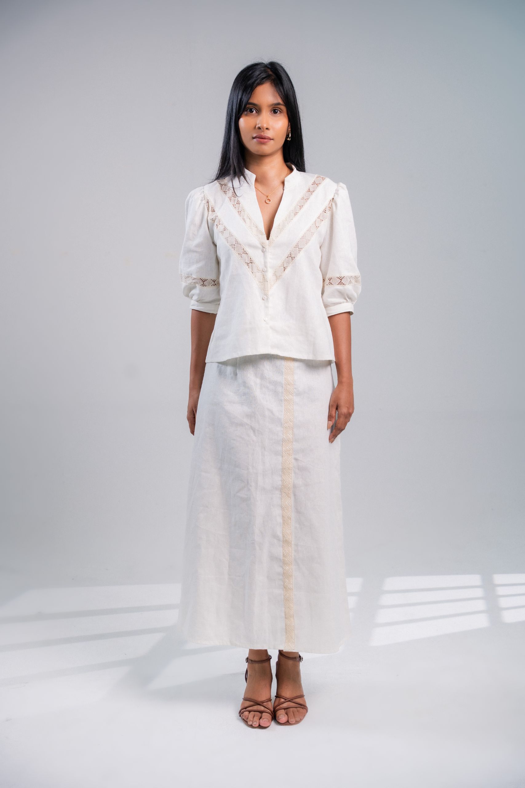 White Reverie Column Skirt