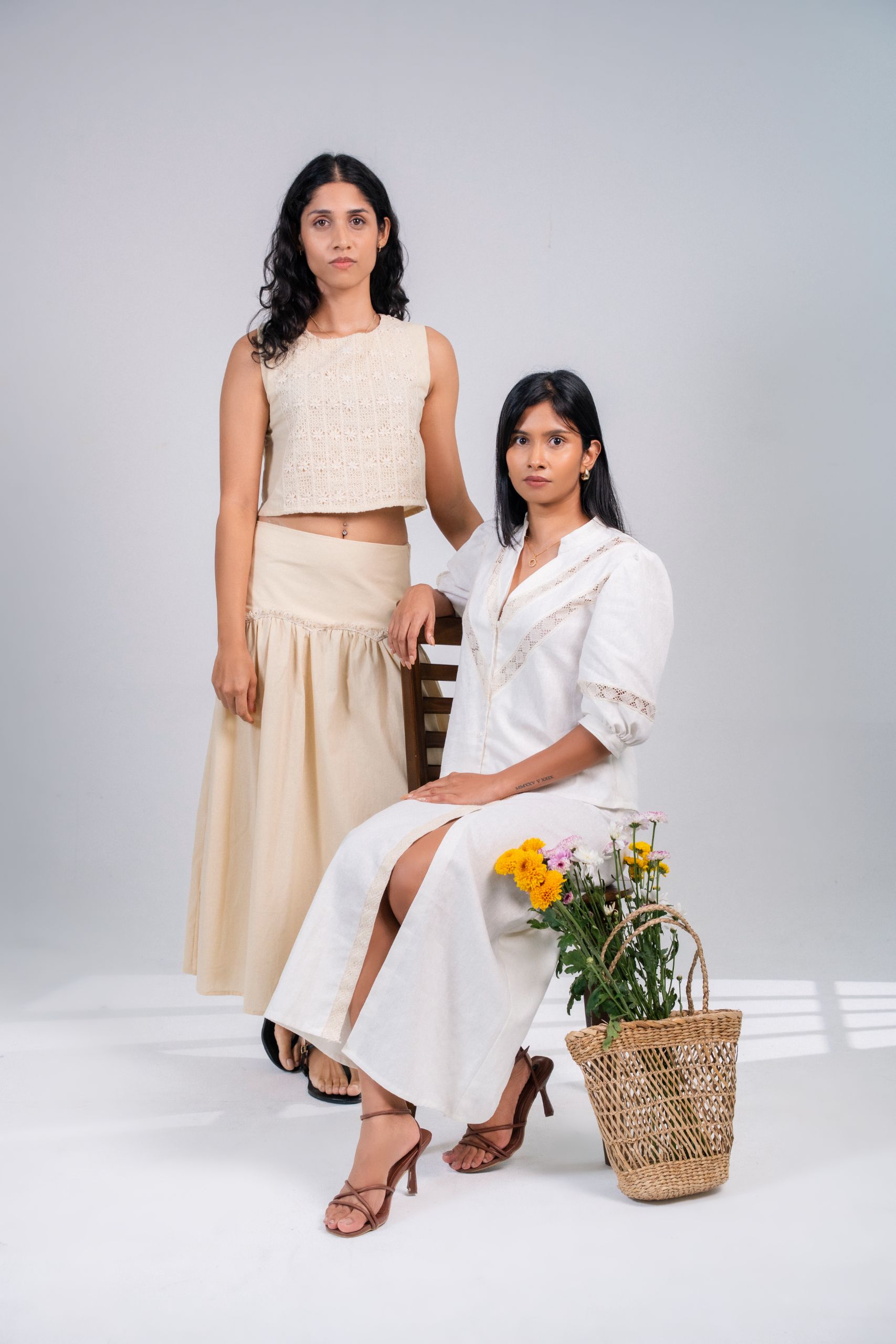 White Reverie Column Skirt - Image 2