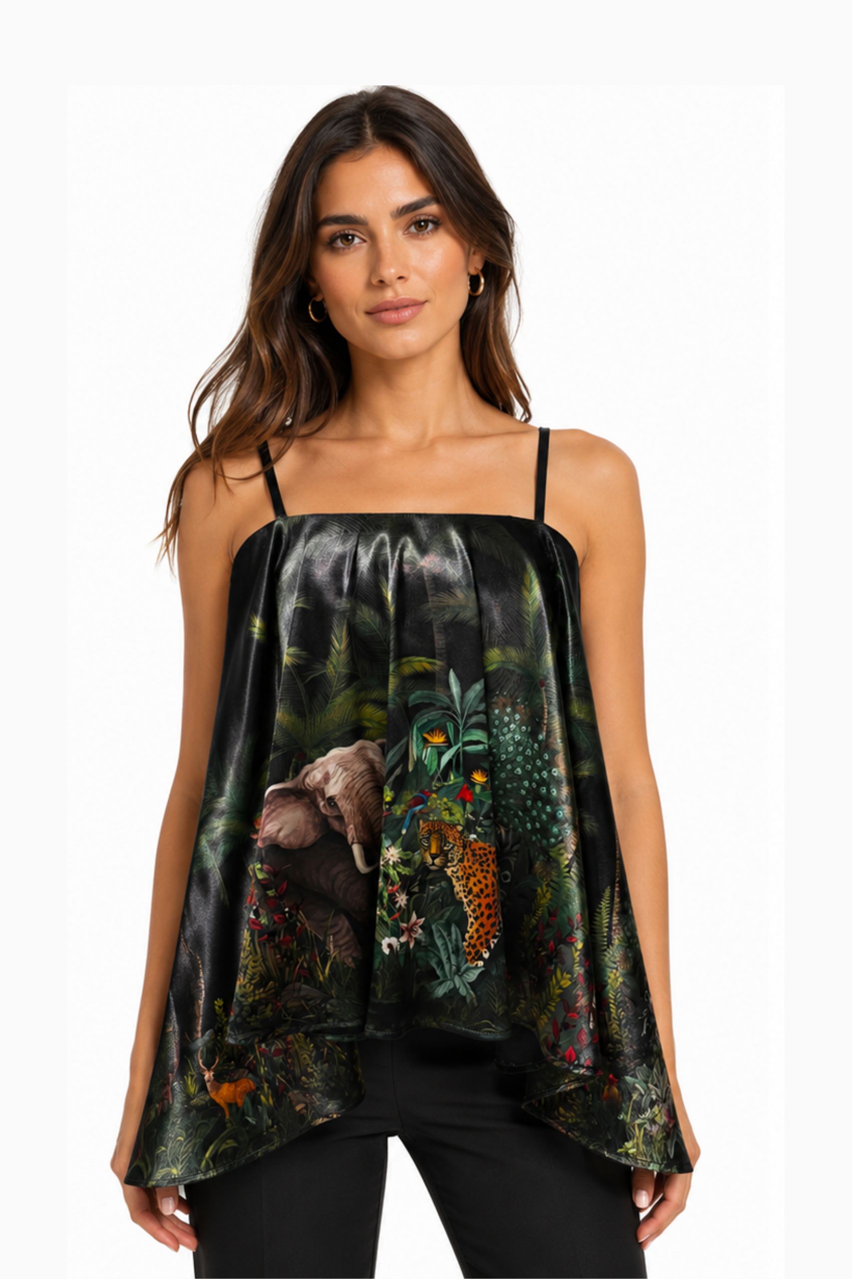 Black Tropical Oasis Flared Top