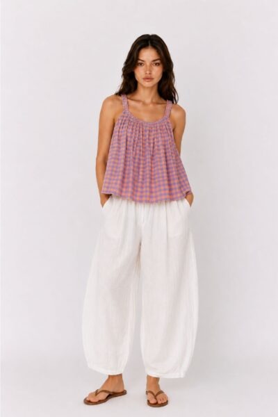 Aki Purple & Pink Checkered Top