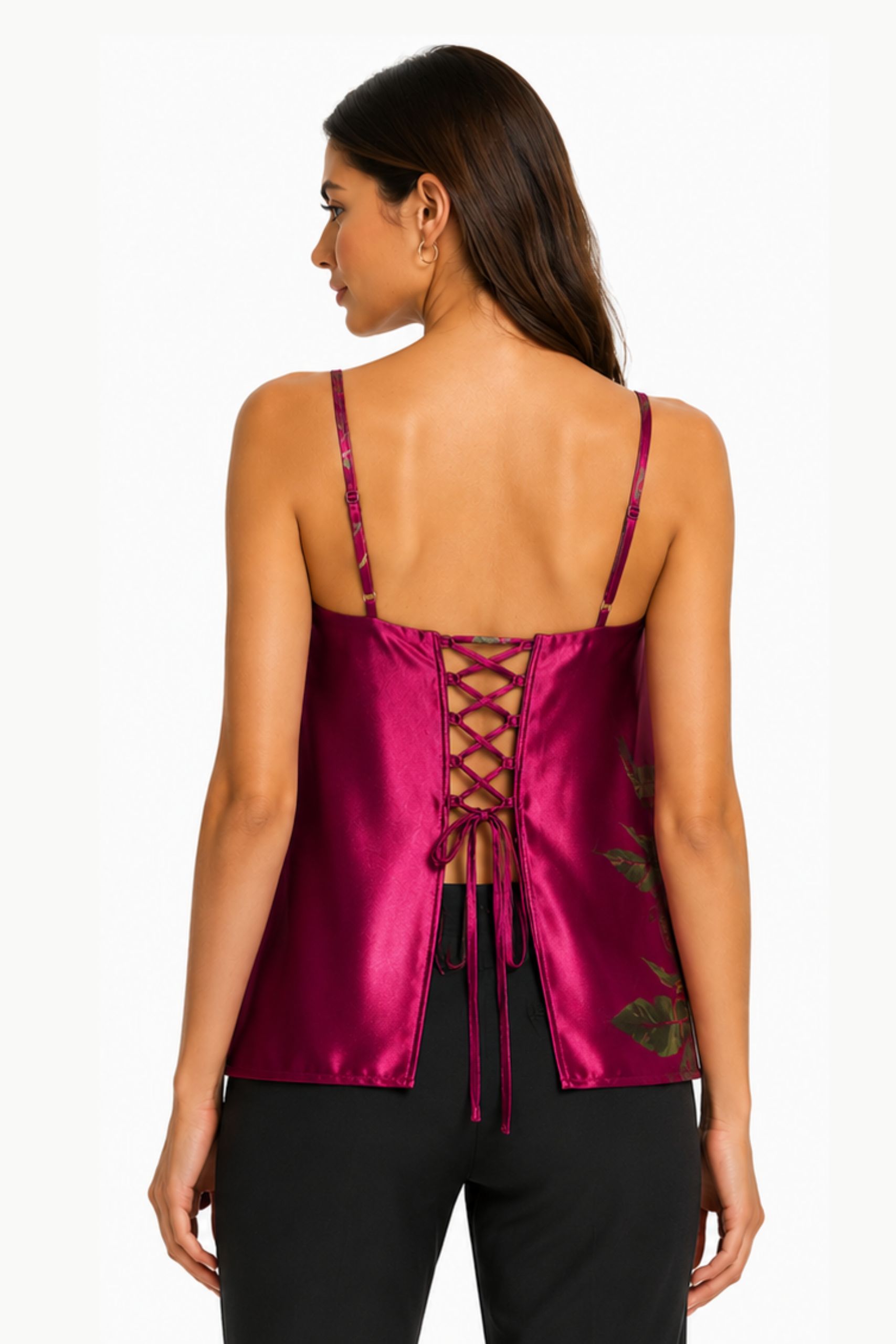 Magenta Tropical Floral Flared Top - Image 2