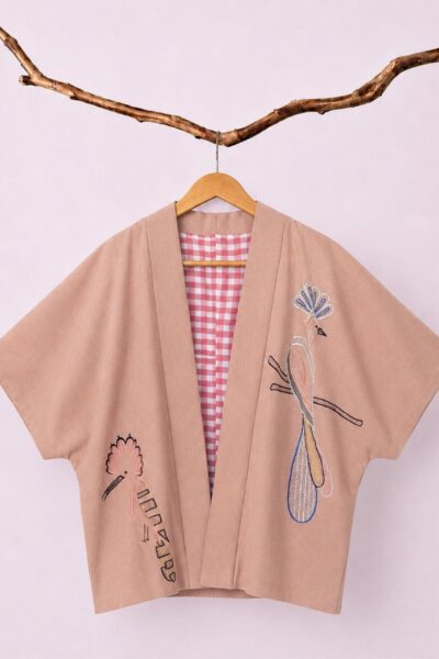 Awa Embroided Champange Pink Green Jacket