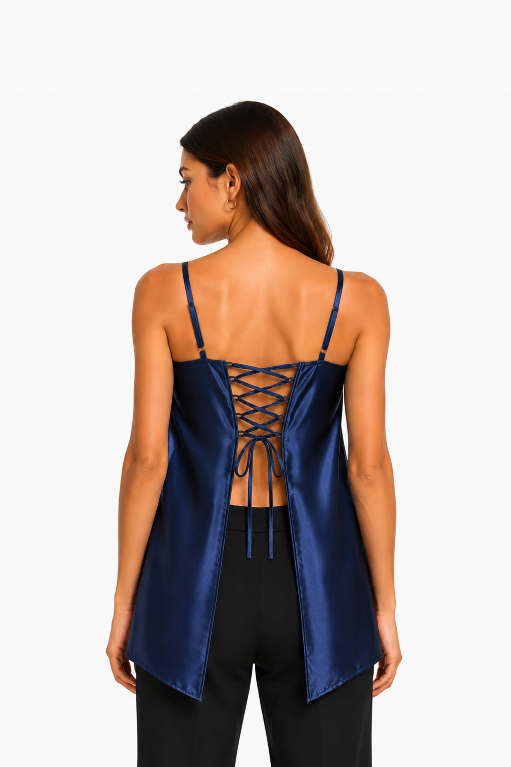 Blue Tropical Floral Flared Top - Image 2