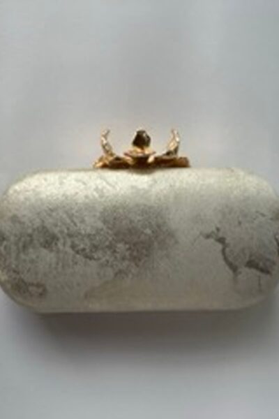 Gold Ombre Capsule Clutch With Orchid