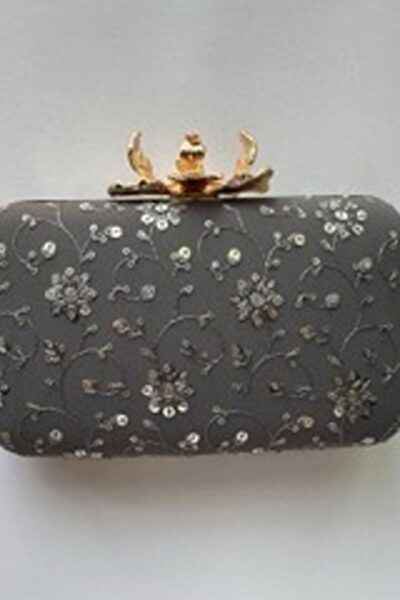 Ash Floral Rectangle Clutch With Orchid