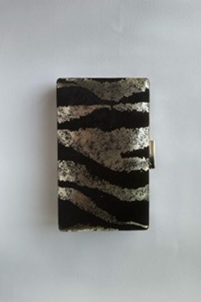Black Silver Wave Book Clutch