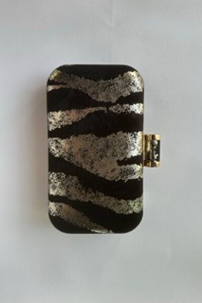 Black Silver Wave Rectangle Clutch