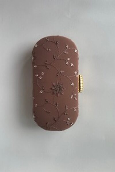 Dull Pink Floral Capsule Clutch