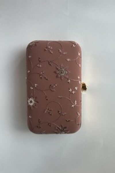 Dull Pink Floral Rectangle Clutch