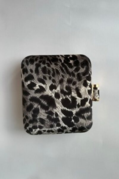 Black Leopard Square Clutch