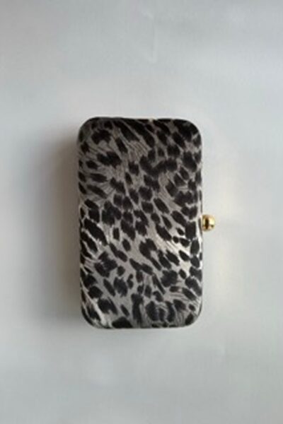 Black Leopard Rectangle Clutch