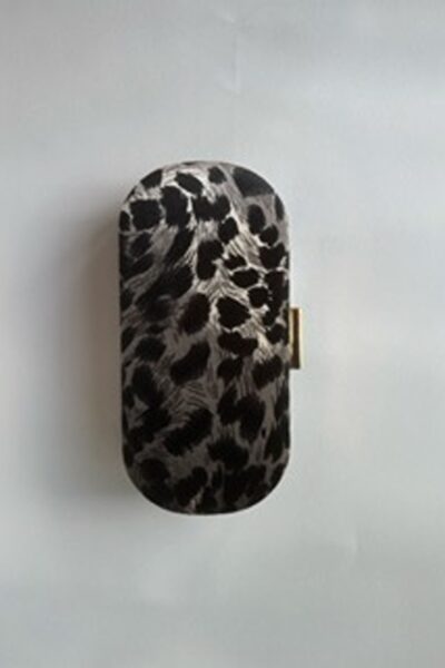Black Leopard Capsule Clutch