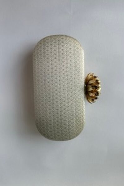 Ivory Gold Capsule Clutch With Lotus