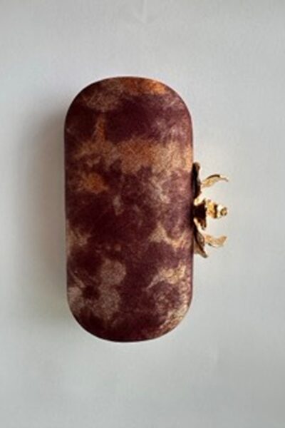 Maroon Bronze Ombre Capsule Clutch With Orchid