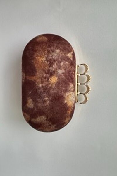 Maroon Bronze Ombre Capsule Clutch With Knuckles