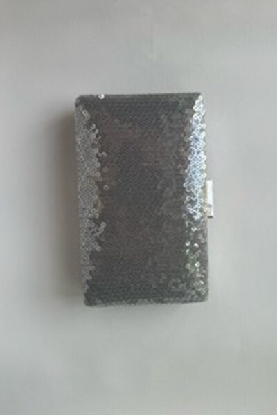 Silver Sequin Book Clutch
