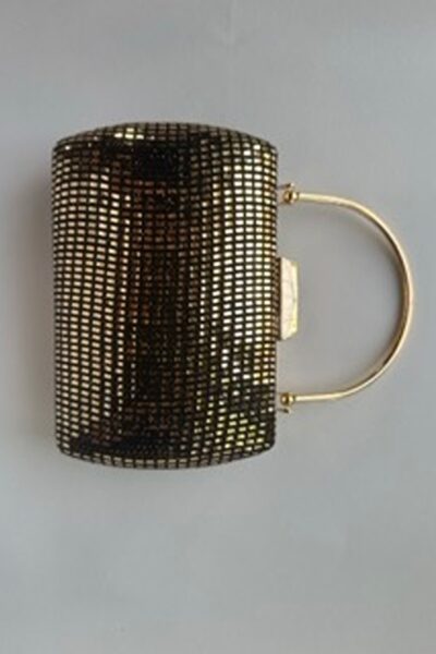 Metallic Grid Shoulder Clutch