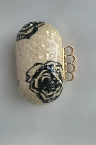 Black Rose Capsule Clutch With Knuckles