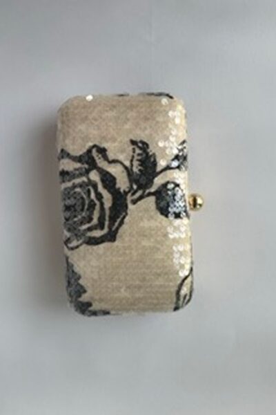 Black Rose Rectangle Clutch