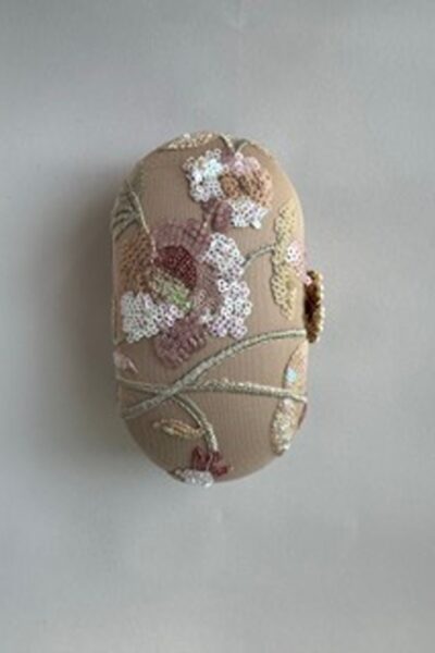 Sequin Floral Beige Capsule Clutch
