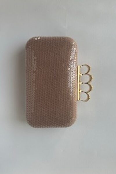 Lucid Pink Rectangle Clutch With Knuckles