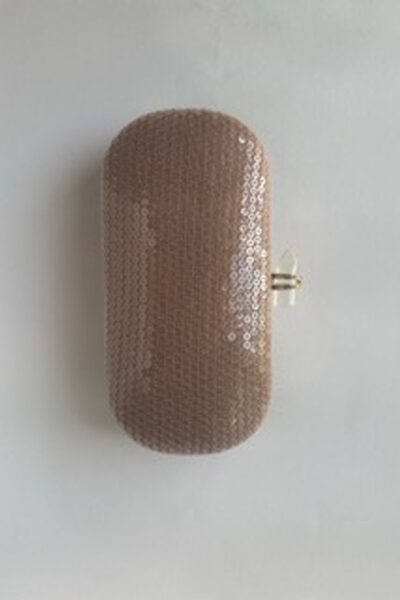 Lucid Pink Capsule Clutch With Crystal Bow
