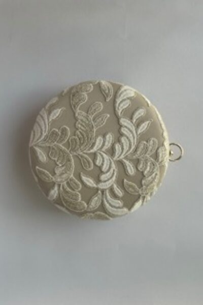 Ivory Floral Circular Clutch