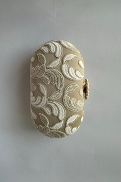 Ivory Floral Capsule Clutch