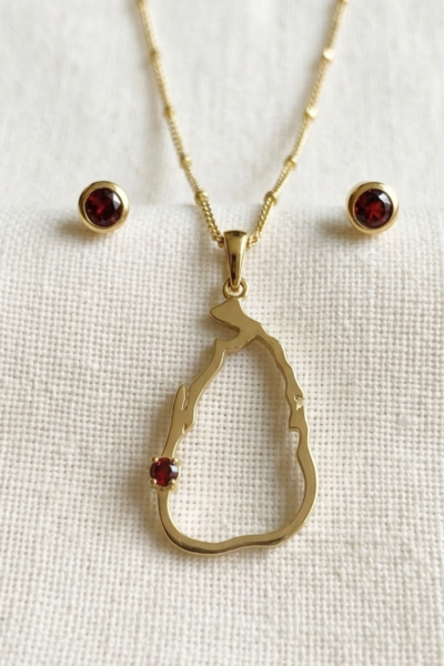 January Garnet Pendant & Studs